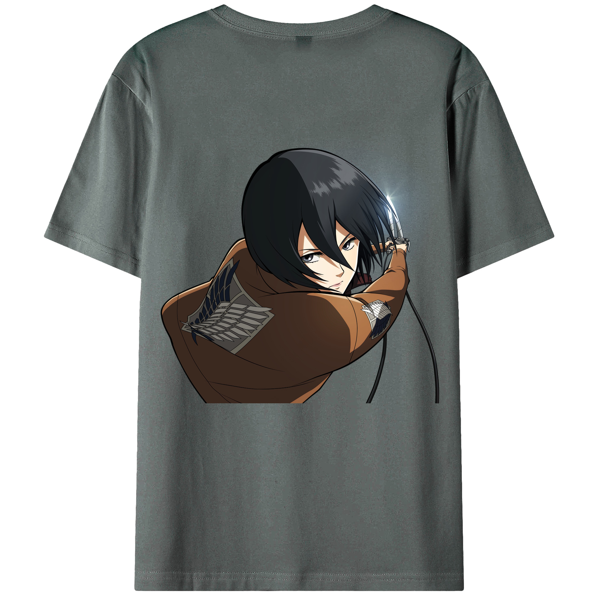 （画像用） 進撃の巨人 ミカサ·アッカーマン Attack on Titan Mikasa Ackerman 綿100％半袖Tシャツ（背面プリント）